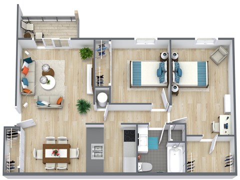 A floor plan of a house with a living room, kitchen, and bathroom.